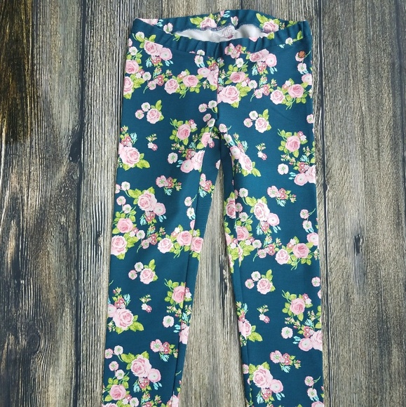Matilda Jane 435 Green Floral Leggings Girls 12 - Picture 3 of 4